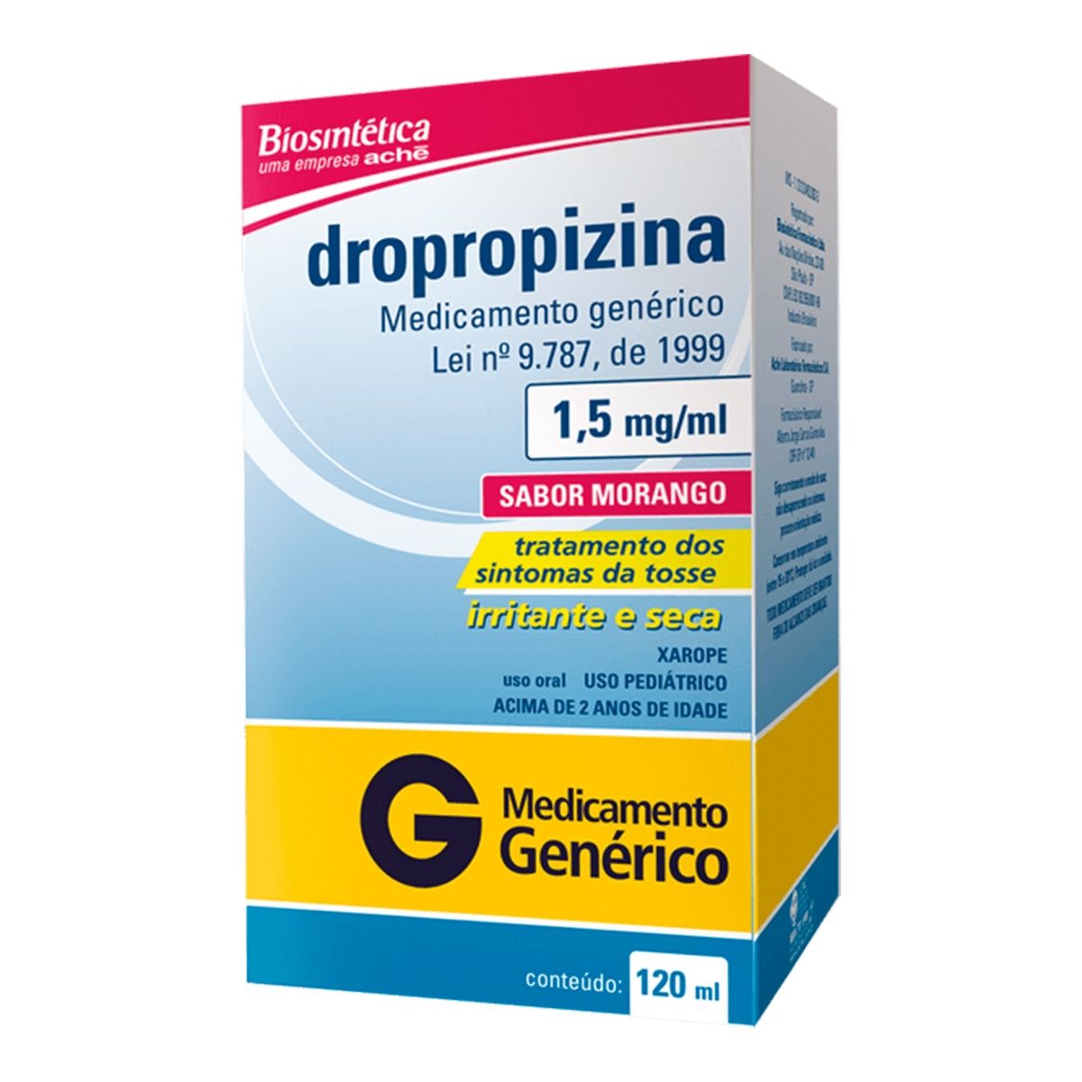 Dropropizina 1,5mg/ml Xarope Pediátrico Tosse Seca e Irritante 120ml